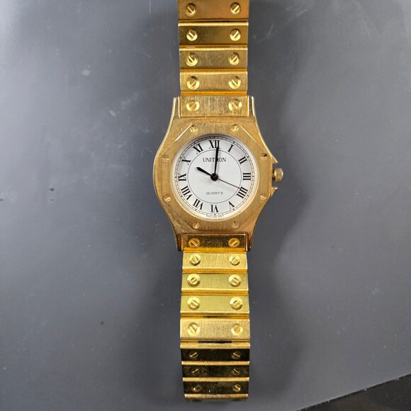 Gold Unisex Quartz Watch - Cartier Santos Style - Picture 2 of 5